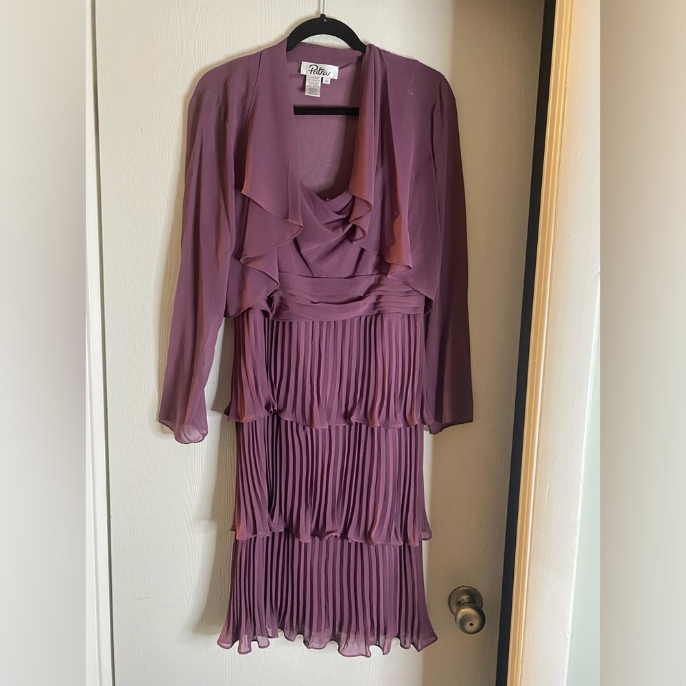 Patra, vintage, Two-piece Spaghetti strap dress with sheer shrug, size 12
